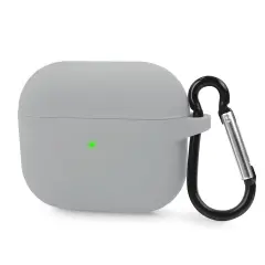 Insten Silicone Case Compatible with Airpods 3 3rd Gen 2021 Earbuds Protective Cover, Front LED Visible, with Carrying Keychain for Girls Women Boys Men, Gray Grey