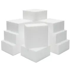 12 Pack Foam Blocks for Crafts, Polystyrene Brick Rectangles for Floral Arrangements, Art Supplies, Holiday Decor (4 x 4 x 2 In, White)
