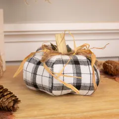 Northlight Plaid Fall Harvest Pumpkin Decoration - 6.5" - White and Black