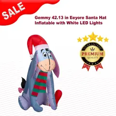 Gemmy 42.13 in Eeyore Santa Hat Inflatable with White LED Lights
