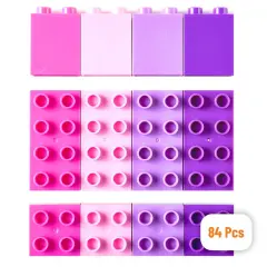 Strictly Briks Toy Large Building Blocks For Kids and Toddlers, Big Bricks Set For Ages 3-14, 100% Compatible with All Major Brands, Pink, Magenta, Lavender and Purple, 84 Pieces