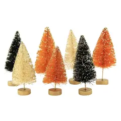 Bethany Lowe 4.5 Inch Mini Bottle Brush Tree Set Halloween Decorative Tree Set , Halloween Decor Glittered Multicolored