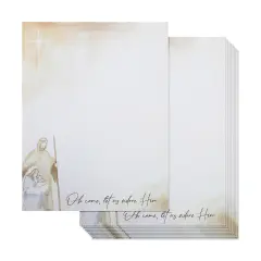 100-Sheet Let Us Adore Him Letterhead Paper, 8.5x11 inch Christmas Stationery Paper, Letter Size Write Personalized Greetings, Get Creative and Crafty with Xmas Letter Paper Sheets Brown