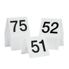 Set of 25 Acrylic Table Numbers for Wedding Reception, Plastic Tent Cards Numbered 51-75 for Restaurants, Banquets (3 x 2.75 x 2.5 In) Black