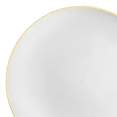 White with Gold Rim Organic Round Disposable Plastic Appetizer/Salad Plates - 7.5" (120 Plates)