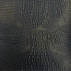 1 Yard Two Tone Gator Faux Leather Vinyl Fabric Upholstery Handbags Durable 56" Width Black | Gold