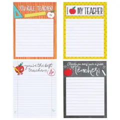 4-Pack Teacher Notepad Sets for Classroom Gifts, Professor Appreciation, School Supplies, 50 Sheets Per Memo Pad, 200 Sheets Total, 4 Motivational Designs (4x5 in) Multicolor