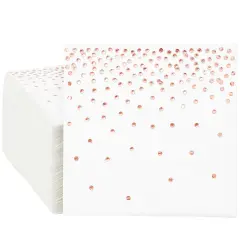 100-Pack Rose Gold Cocktail Napkins - Polka Dot Disposable Paper Napkins for Wedding Reception, Bridal Shower (3-Ply, 5x5 In)