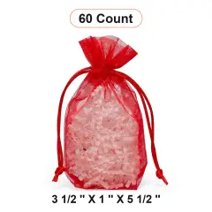 Flat Bottom Organza Bags 3 1/2 '' X 1 '' X 5 1/2 '' for Elegant Gifts Red