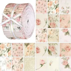 100 Pcs Vintage Pink Rose Quilting Fabric Roll 2. 56 Inch