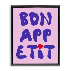 Stupell Industries Bon Appetit with Heart Floater Framed Canvas Wall Art Design by House of Lulu