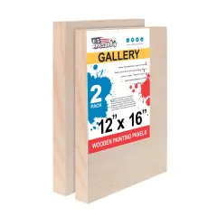 Unfinished Cradled Wood Panels for Painting, 2 Pack of 12x16 inch - Gallery Birch Wooden Canvas Boards 1-1/2" Deep - Mixed-Media Craft, Acrylic, Oil, Encaustic, Paint Pouring
