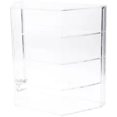 Plymor Clear Acrylic Locking Display Case with Angled Sides and Sliding Back, 3 Shelves