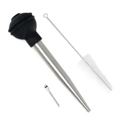 Norpro Deluxe Stainless Steel Turkey Baster with Flavor Injector and Cleaning Brush