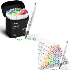 Ohuhu Honolulu 48 Colors + 48 Sweetness Pastel Colors Alcohol-Based Markers, Brush & Chisel, Dual Tips Art Markers Bundle