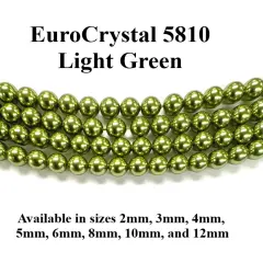 Light Green EuroCrystal 5810 Round Pearls - 2mm, 3mm, 4mm, 5mm, 6mm, 8mm, 10mm, and 12mm - Strands - Made in Austria