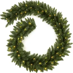 9 FT Pre-lit Christmas Garland Holiday Artificial 50 Led Light