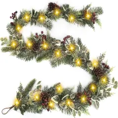 6 Ft Christmas Garland, Pre-Lit Christmas Garland - Artificial Garland with 30 LED Lights