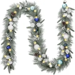 9 feet Pre-Lit Christmas Garland with Light for Mantle
