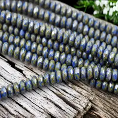 *21* 5x7mm Opaque Cobalt Travertine Fire Polished Rondelle Beads