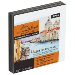 Jerry's Artarama Da Vinci Aqua Pro Panels - 6x6" - Pk of 4 - 1/8" Thick Rigid Watercolor Board with Acid-Free Surface, Clay-Infused Gesso, Ideal Watercolor Boards for Painting Mixed Media
