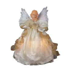 14" Fiber-Optic Ivory and Gold Animated Angel