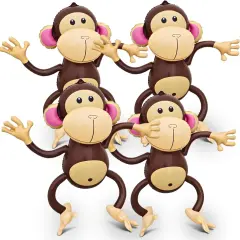 4E's Novelty Inflatable Monkey 4-Pack, 27"" for Jungle Decorations & Safari Birthday decorations!