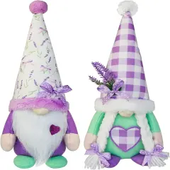 Lavender Gnomes Decor,Spring Purple Gnome Decorations for Home,Lavender Flower Gnomes,Garden Gnome Decor, Summer Gnome Tiered Tray Decor,Gnome Gifts for Woman