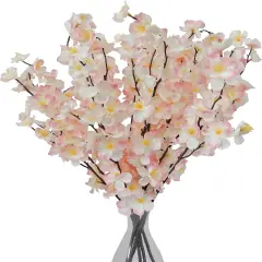 8 PCS 20" Artificial Blush/Pink Cherry Blossoms Bushes (Fake Faux Silk Flower Branches