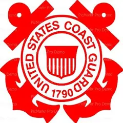 8 Inch Round Cake - Coast Guard Logo - Edible Cake or Cupcake Topper - D20157