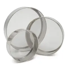 3-Piece Fine Mesh Sieve Strainer Set, Stainless Steel Professional Round Flour Sifters for Baking (3 Sizes) Silver