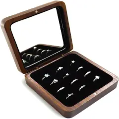 Rustic Wooden Ring Storage - 12 Slots