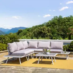 Outdoor Aluminum Sectional Sofa Set with Cushions