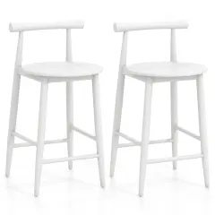 Acacia Wood Counter Height Bar Chair Set with Sturdy Frame and Supportive Legs White