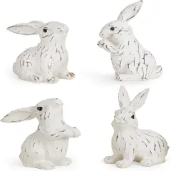 Easter Bunny Decorations Spring Indoor Home Decor Electroplated European Mini Bunny Figurines (4pcs White Rabbit Decor)