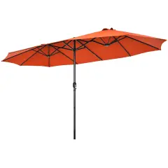 Costway 15FT Patio Double-Sided Umbrella Crank Outdoor Garden Market Sun Shade Red\Blue\Coffee\Beige\Navy\Orange\Turquoise