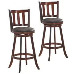 Costway Set of 2 29.5'' Swivel Bar stool Leather Padded Dining Kitchen Pub Bistro Chair High Back