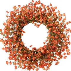 Fall Orange Forsythia Wreath - 22 Inch