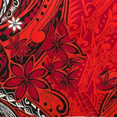 72" L x 45" W Kingdom of Tonga Seal Tiare Sarong Polyester Fabric Red