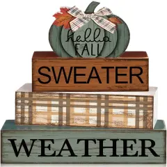 4 Pcs Wooden Fall Tabletop Decor Pumpkin