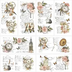 Flower Rub on Transfers for Crafts - 8 (Vintage Floral)