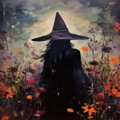 Halloween Witch Flower Diamond Painting Kits for Adults, 5D Diamond Art Kits,11.8x15.7 Inch