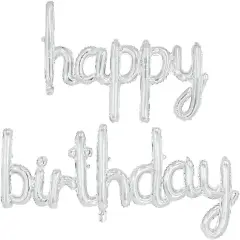 Silver Happy Birthday Balloon Banner