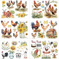 6 Sheets Farm Rub on Transfer Stickers for Furniture