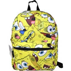 Sponge Bob All Over Print Nylon School Backpack 16" Bookbag for Girls & Boys