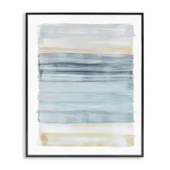 Stupell Industries Tranquil Blue Beige Stripes Pattern Casual Painting Framed Giclee Design By Dan Meneely