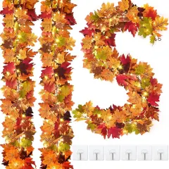 3Pcs Fall Garland with Lights - 17Ft