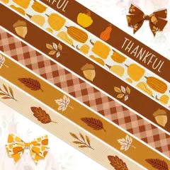 6 PCS Fall Leaves Ribbons for Crafting-Style 2: leaves