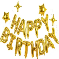 Gold Happy Birthday Banner Balloon Foil