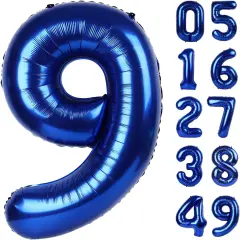 40 Inch Big Night Blue 9 Balloon Number - Night Blue